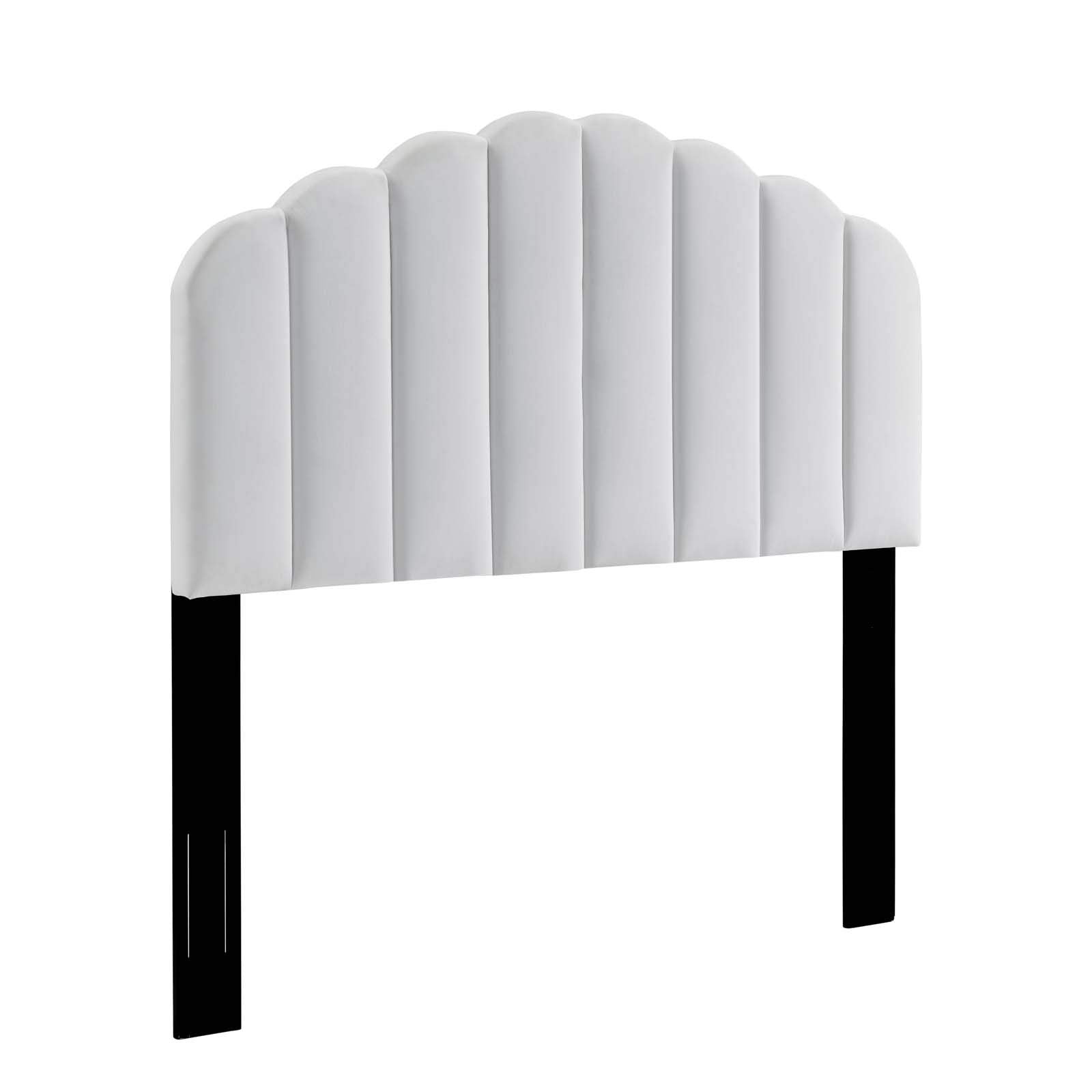 Modway Veronique Channel Tufted Performance Velvet Upholstered Full/Queen Headboard In White
